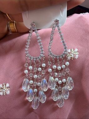 Crystal Drop Chandelier Earrings - Clear